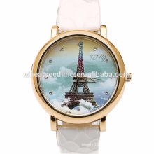 2016 Newest arrival leather Eiffel Towers watches ladies cheap watches